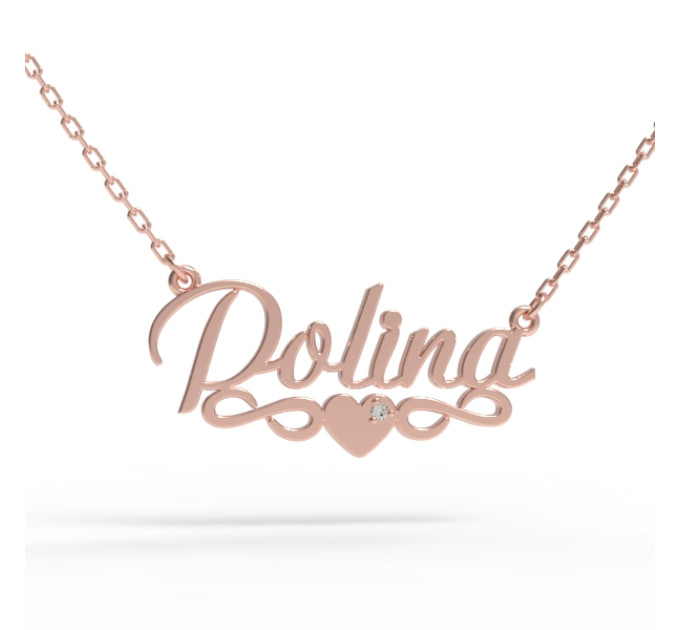 Gold name pendant on a chain 320110-0,4МУАС Polina