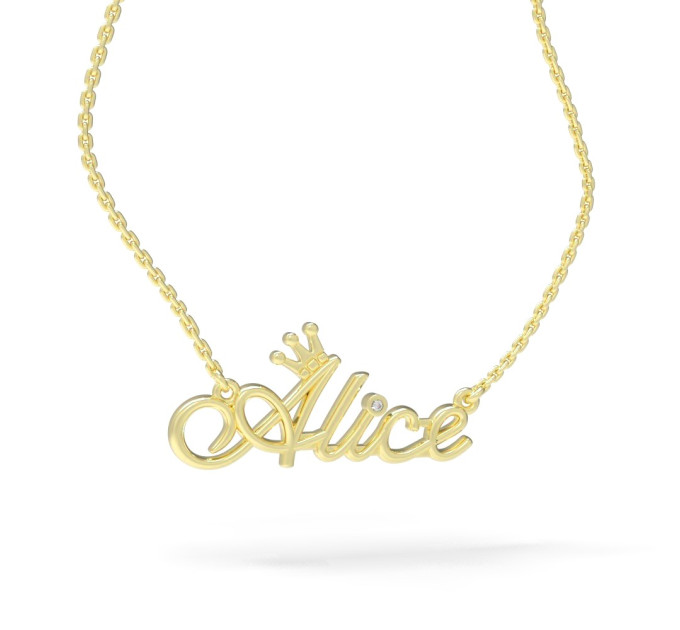 Gold name pendant on a chain 320120-0,3МУАС Alice