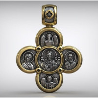 Крестик золотой Иисус Христос и Святые Архангелы 810130