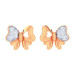 Gold stud earrings Butterfly hearts 221110ДБ