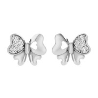 Gold stud earrings Butterfly hearts 221130М