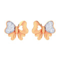 Gold stud earrings Butterfly hearts 221110М