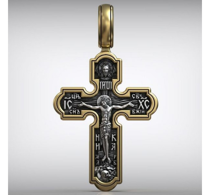Крестик золотой Распятие Православного Креста Святой Елены Иисуса Христа 811110