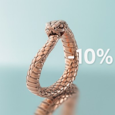 Кольца-змеи со скидкой -10% до 31 июля — золото, серебро и кастомизация