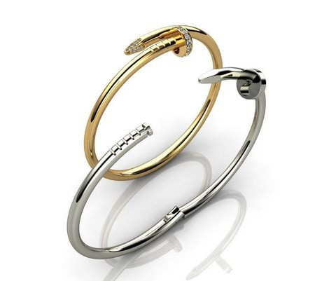Nail bracelets made of gold and silver