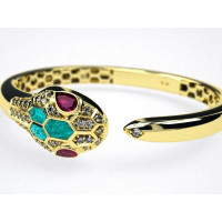 Gold Snake bracelet with malachites 411120МАЛфб