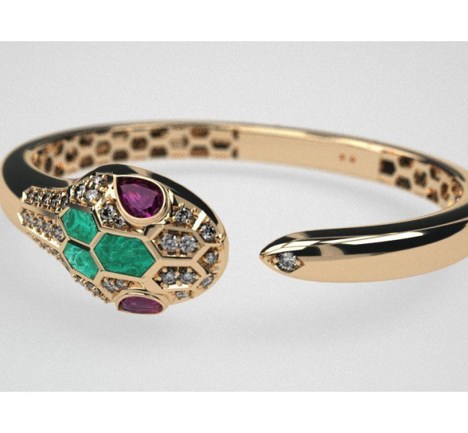 Gold Snake bracelet with malachites 411110MALfb