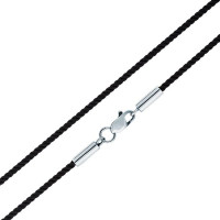 Шнурок на шею из шелка крученый глянцевый серебряный Артикул:1464, вес 0,80г