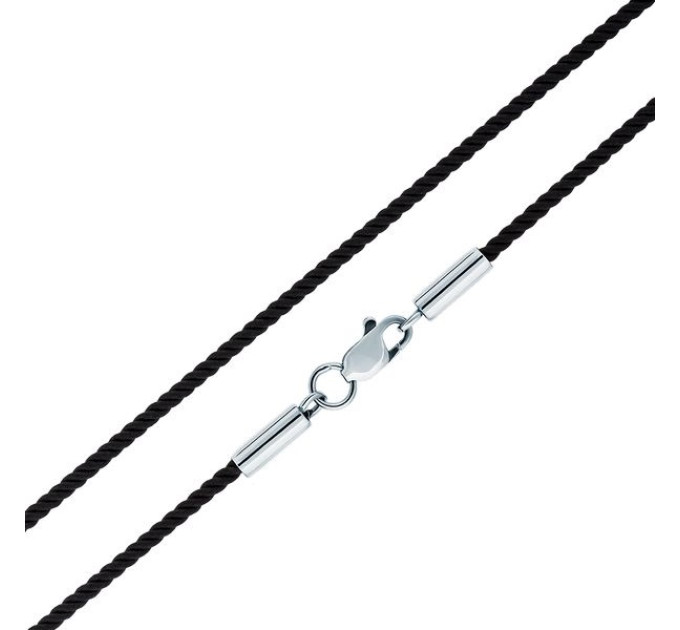 Шнурок на шею из шелка крученый глянцевый серебряный Артикул:1464, вес 0,80г