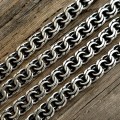 Silver Bismarck Chain 1055-8 — Flat Weave with Blackened or Rhodium Finish