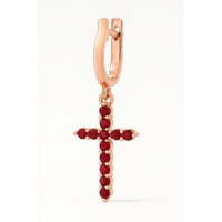 Mono earring gold Cross with cubic zirconia 223110fk