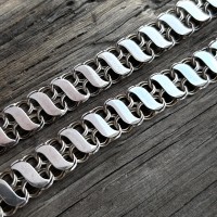 Цепочка серебряная Бисмарк с декоративными напайками, артикул 1047-8