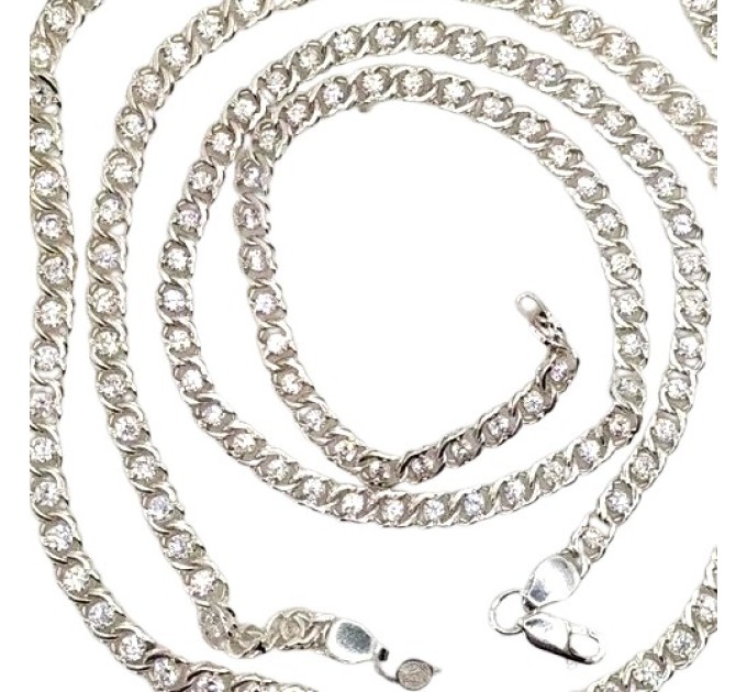 Chain arabic bismarck silver with cubic zirconia 1039. Photo-N]