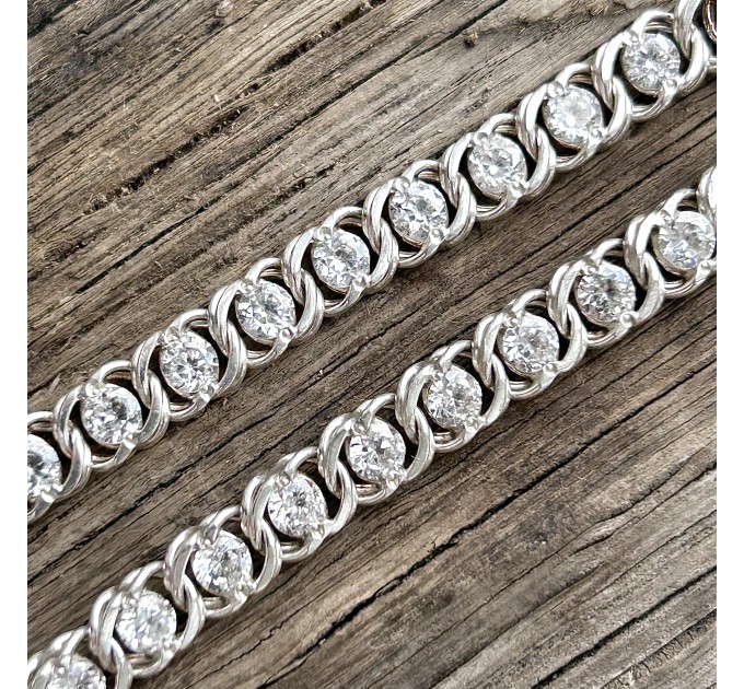 Chain arabic bismarck silver with cubic zirconia 1039