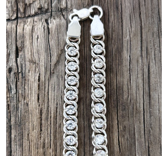 Chain arabic bismarck silver with cubic zirconia 1039. Photo-N]