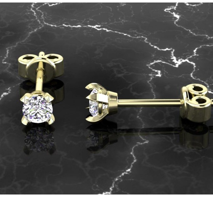 Gold stud earring with twist and diamond 3.5 mm 251120DB-585
