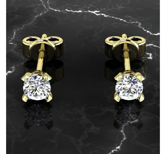Gold stud earring with twist and diamond 3.5 mm 251120DB-585. Photo-N]
