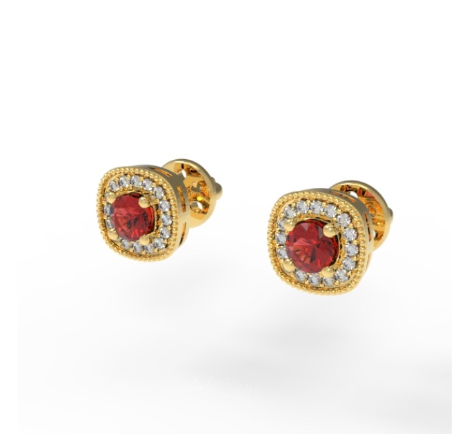 Gold earrings with cubic zirconia 225120fb. Photo-N]