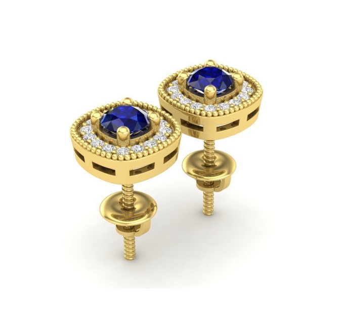 Gold earrings with cubic zirconia 225120fb. Photo-N]