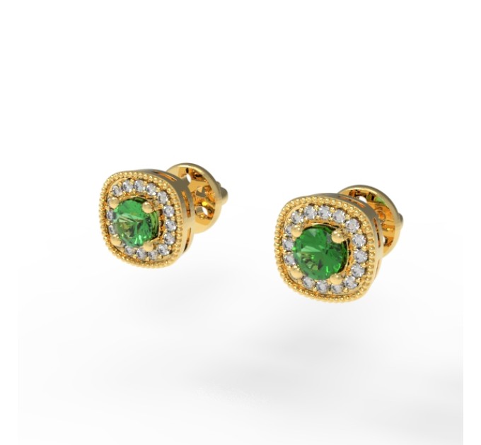 Gold earrings with cubic zirconia 225120fb. Photo-N]