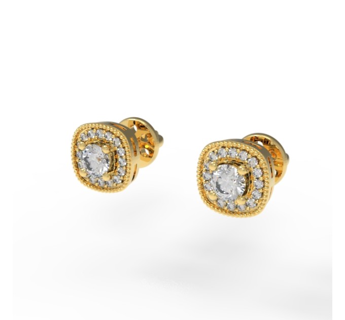 Gold earrings with cubic zirconia 225120fb. Photo-N]