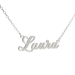 Gold pendant with name on chain with cubic zirconia 320110-0.3фчб Laura. Photo-N]