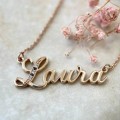 Gold pendant with name on chain with cubic zirconia 320110-0.3фчб Laura