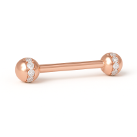 Gold Piercing Barbell with Diamonds 564110DB-16-1.2-3.4