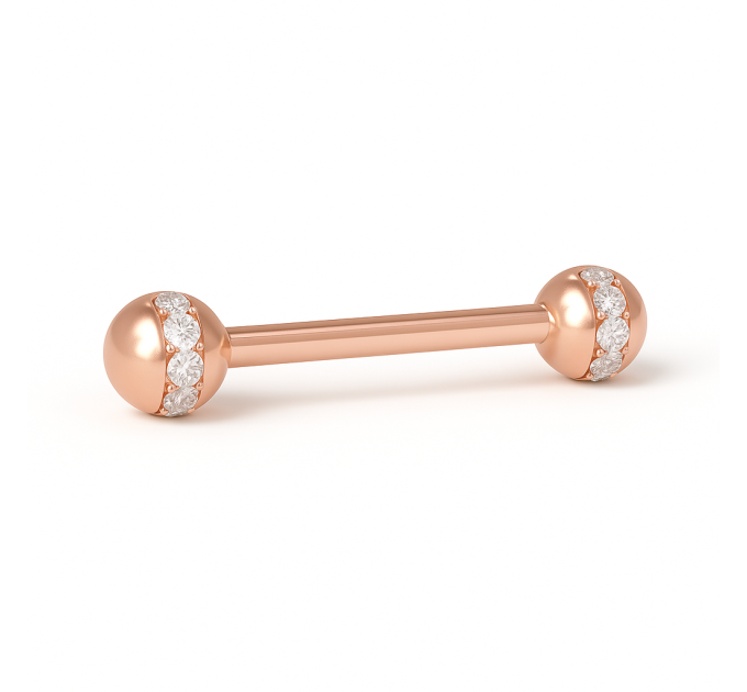 Gold Piercing Barbell with Cubic zirconia 564110fb-16-1.2-3.4