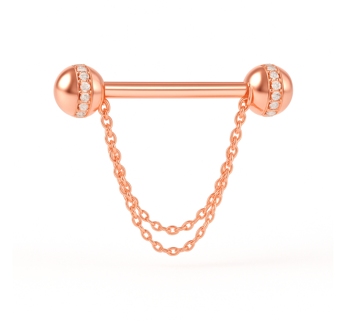Gold Piercing Barbell with Cubic zirconia 570110fb-16-1.2-3.4