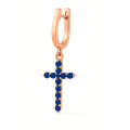 14K Gold Cross Mono Earring with Sapphire (Art. 223110САПФ)