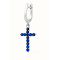 14K Gold Cross Mono Earring with Sapphire (Art. 223130САПФ)