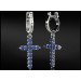 Mono earring gold Cross with Sapphire 223130CАПФ. Photo-N]