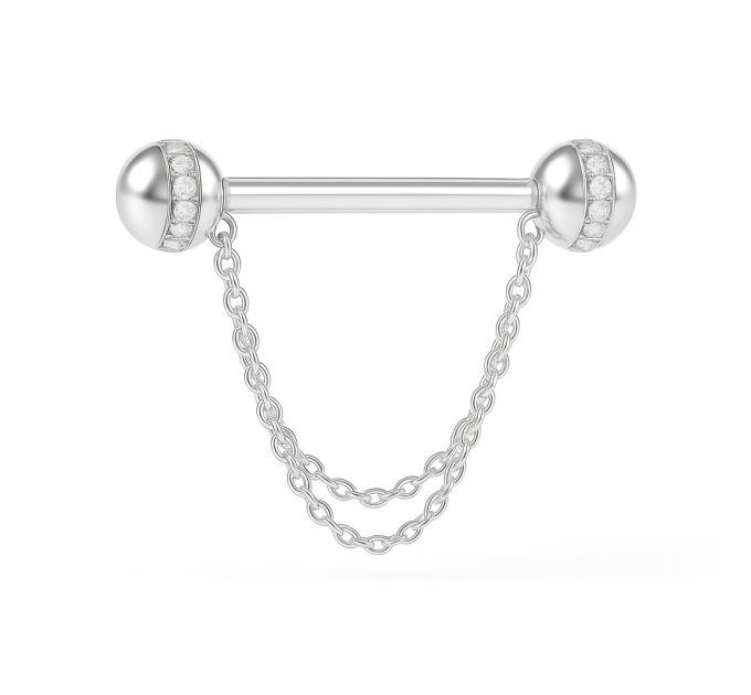 Gold Piercing Barbell with Cubic zirconia 570130fb-16-1.2-3.4