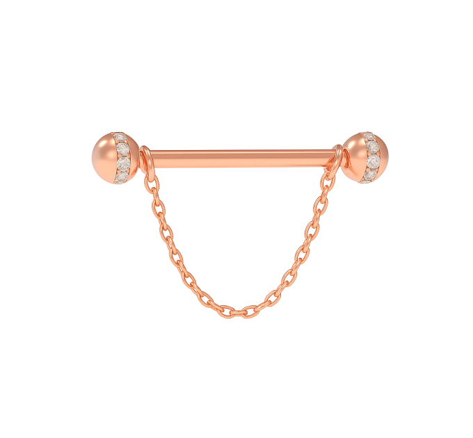 Gold Piercing Barbell with Diamonds 565110DB-16-1.2-3.4