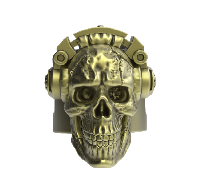 Biker signet Skull with headphones 902231/11