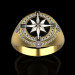 Men's signet Wind rose gold 585 with onyx and cubic zirconia 903120onfb - Men's rings from Jewelry Arts. Photo No. 1