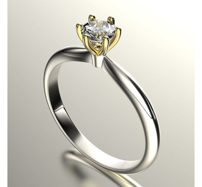 Gold engagement ring with cubic zirconia 135130фб-3,5