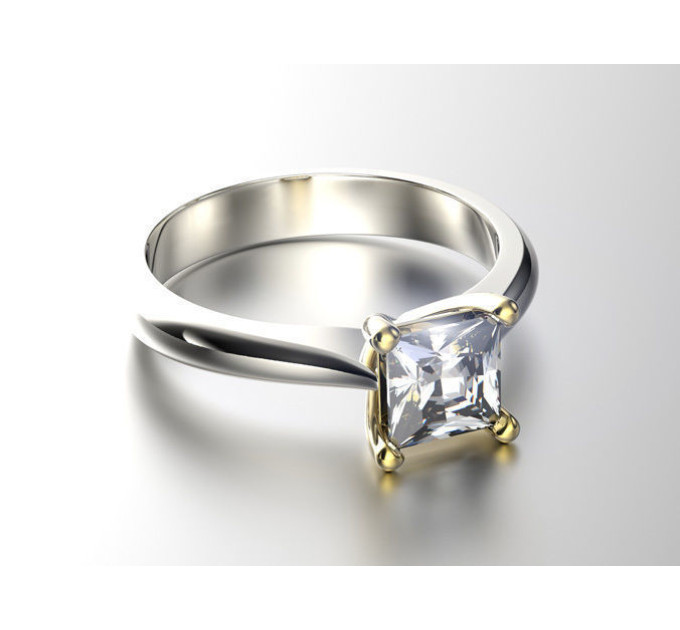 Gold engagement ring with cubic zirconia 136130fs