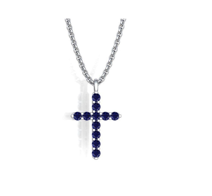 Golden cross with sapphires 804120САПФ