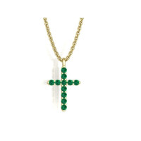 Golden cross with emeralds 804110СМАР