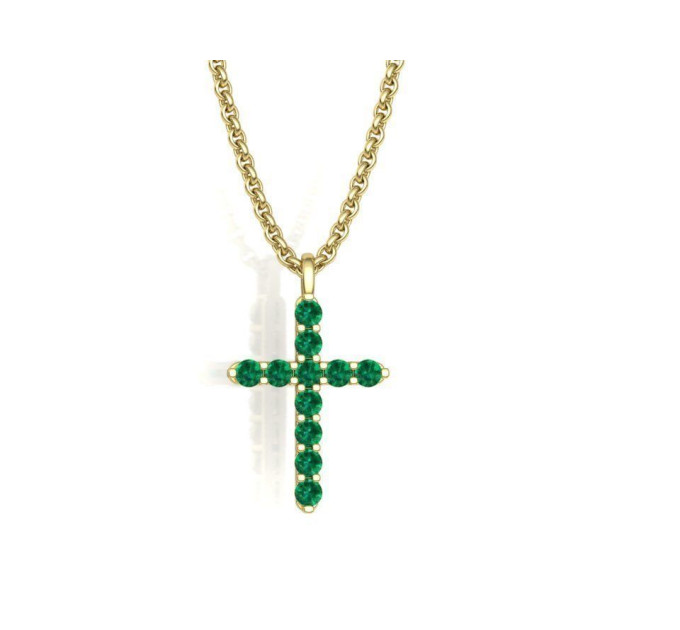 Golden cross with emeralds 804120СМАР