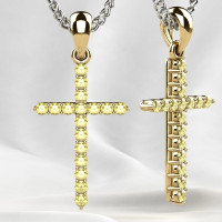 Golden cross with sapphires 803120САПФ