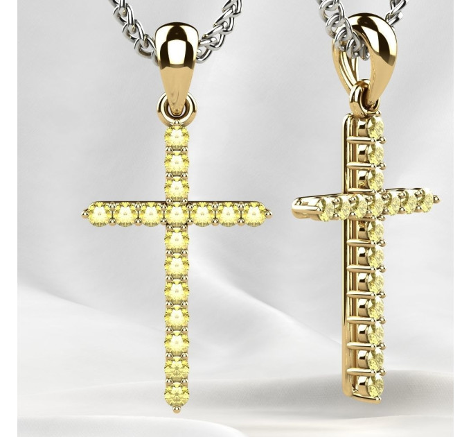 Golden cross with sapphires 803120САПФ