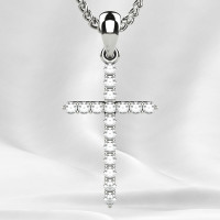 Gold cross with diamonds 803130ДБ