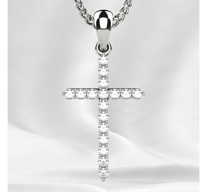 Gold cross with diamonds 803130ДБ