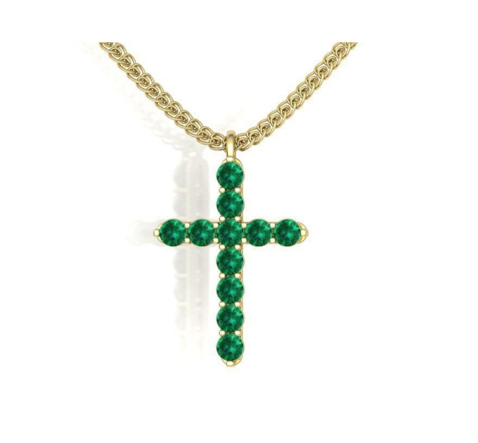 Golden cross with emeralds 805110СМАР