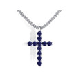 Golden cross with sapphires 805110САПФ