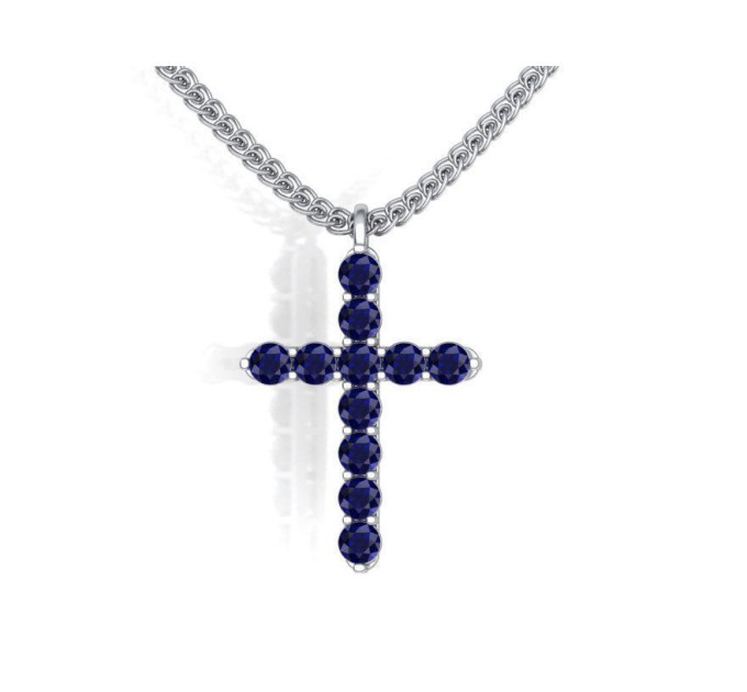 Golden cross with sapphires 805110САПФ