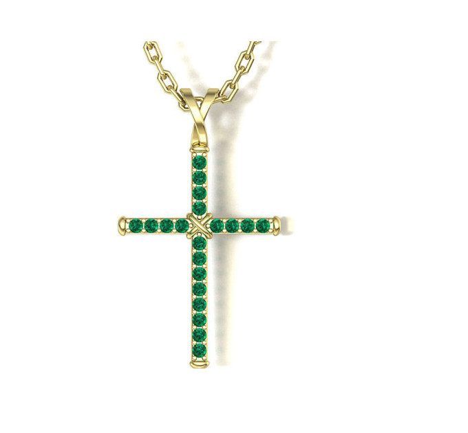 Golden cross with emeralds 806120СМАР